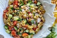 Chickpea and Vegetable Pasta Salad with Lemon Vinaigrette