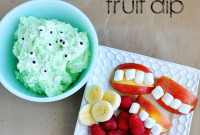 Halloween Monster Fruit Dip with Apple Mouths