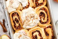 Homemade Apple Cinnamon Rolls with Caramel Glaze