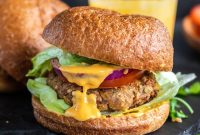 Vegan Chickpea Burger Recipe with Spicy Mango Mayo