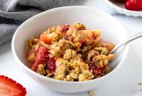 Warm Strawberry Apple Crisp Recipe with Cinnamon Oat Topping