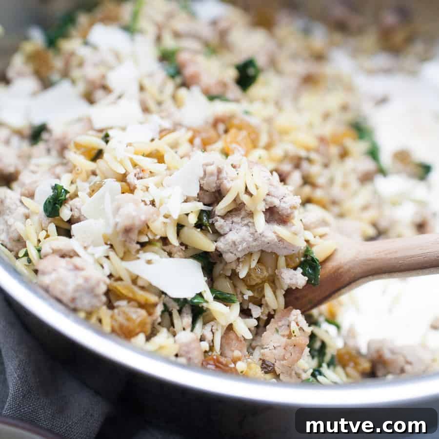 Spinach Turkey Orzo is a super easy meal that is packed with flavor for a perfect quick dinner option!