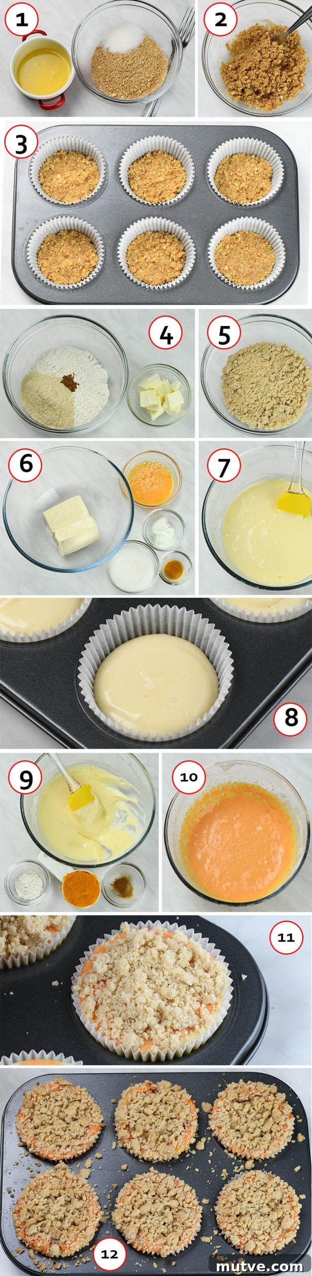 Mini Pumpkin Cheesecake Recipe with Cinnamon Streusel 4 Step-by-step instruction for preparing Mini Pumpkin Cheesecakes