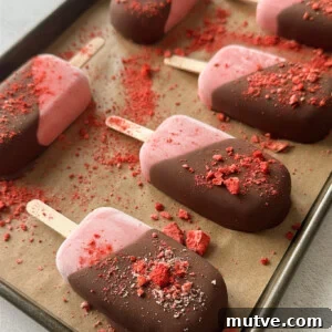 Homemade Frozen Strawberry Yogurt Bars Recipe 12 Frozen strawberry yogurt bars half dipped in chocolate.