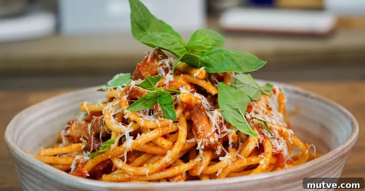 Authentic Bucatini all'Amatriciana with Guanciale and Tomato 2 Bucatini Amatriciana