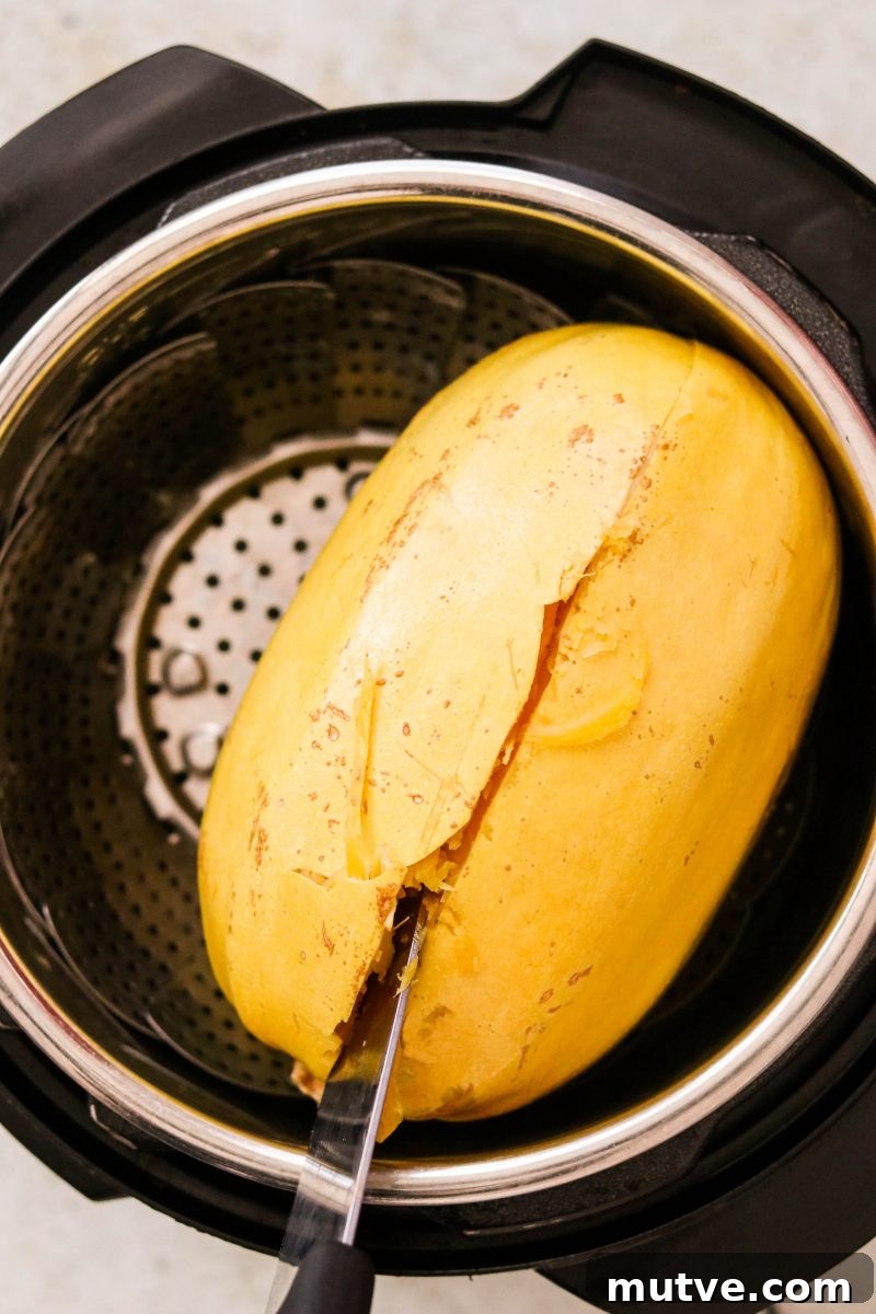 spaghetti squash roasting in an instant pot.