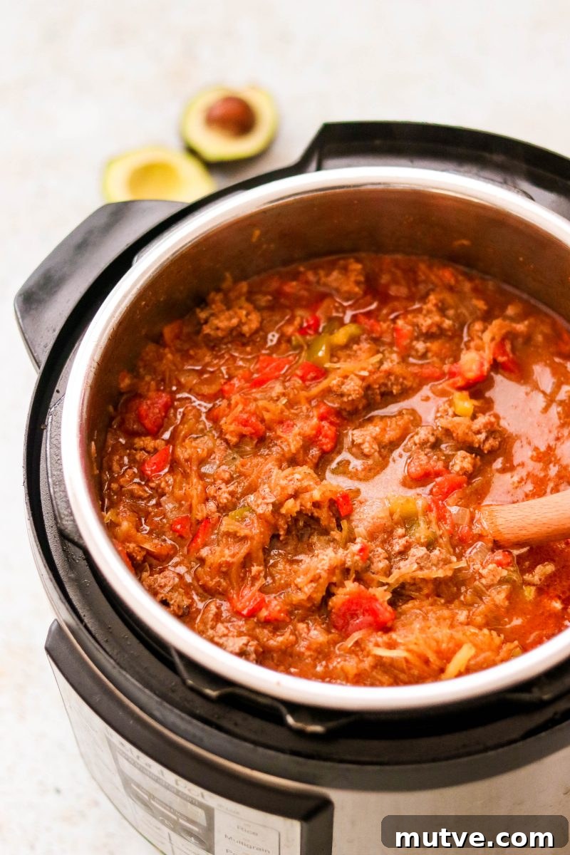 chili cooking in an instant pot