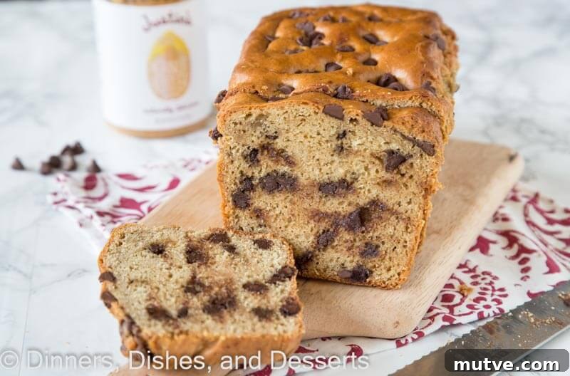 Homemade Peanut Butter Chocolate Chip Bread Recipe 3 peanut butter chocolate chip bread on a board