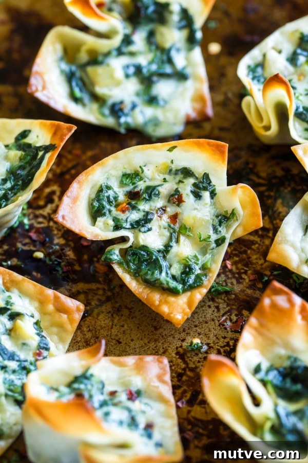 Baked Spinach Artichoke Won-ton Cups