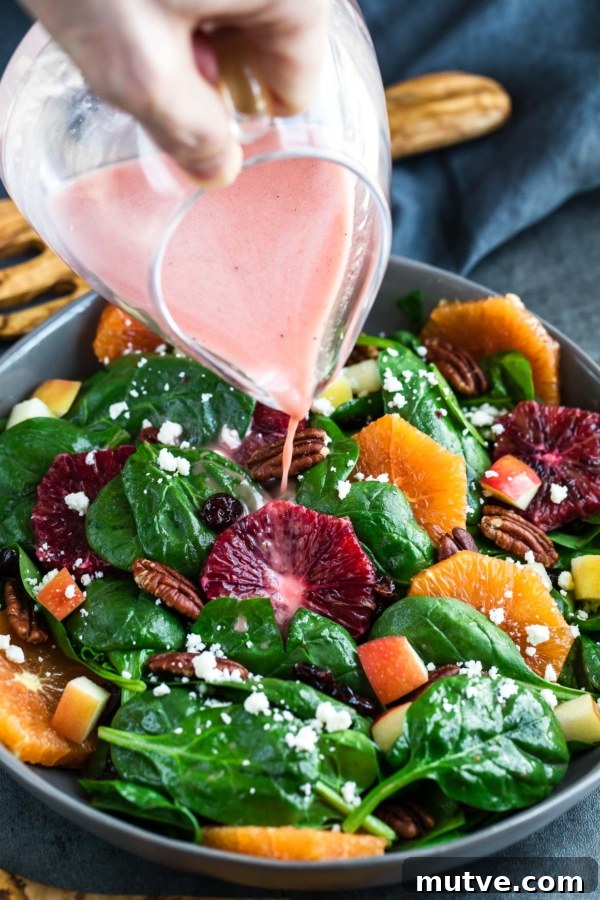 Apple Citrus Spinach Salad with Blood Orange Dressing