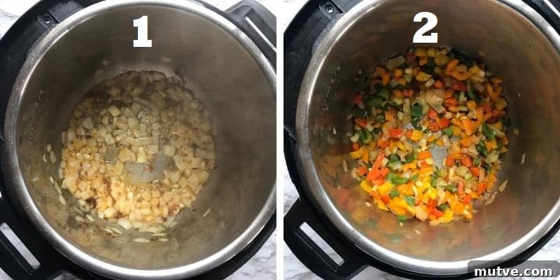 sauteing onions and bell peppers in instant pot