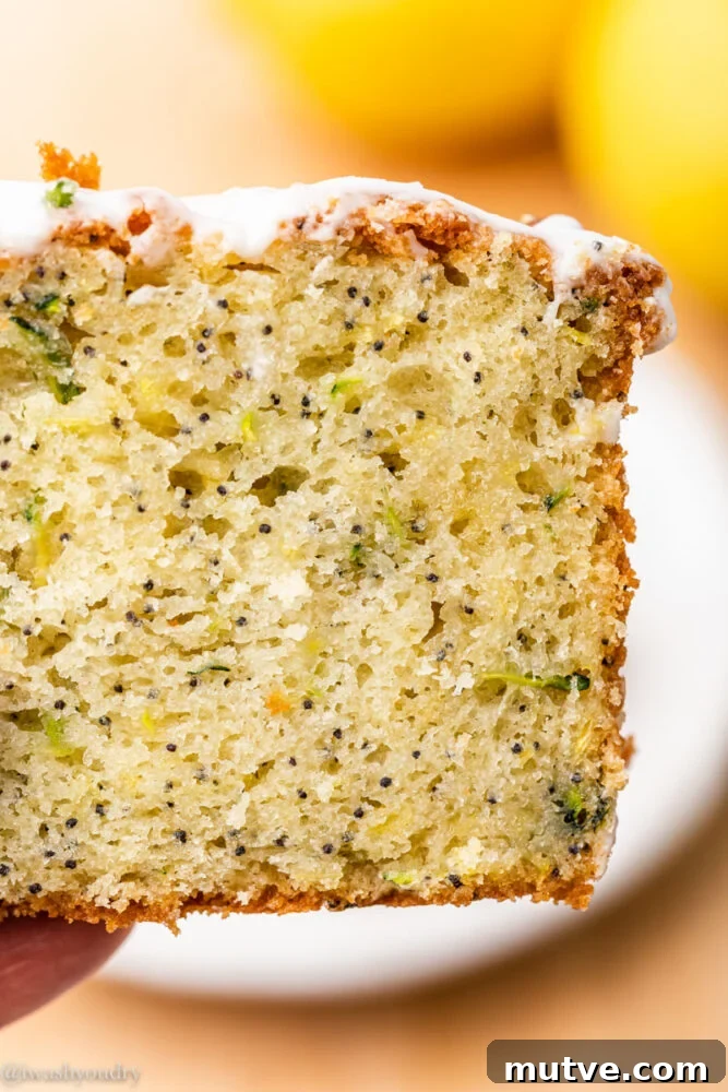zucchini bread with lemon zest and poppy seeds.