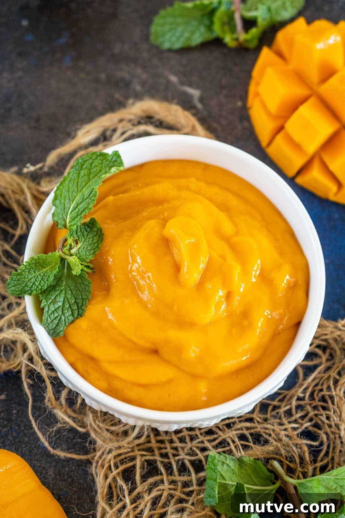 Mango Pulp kept in a bowl.