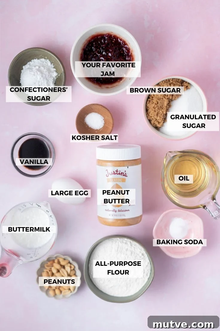 ingredients for peanut butter and jelly cake