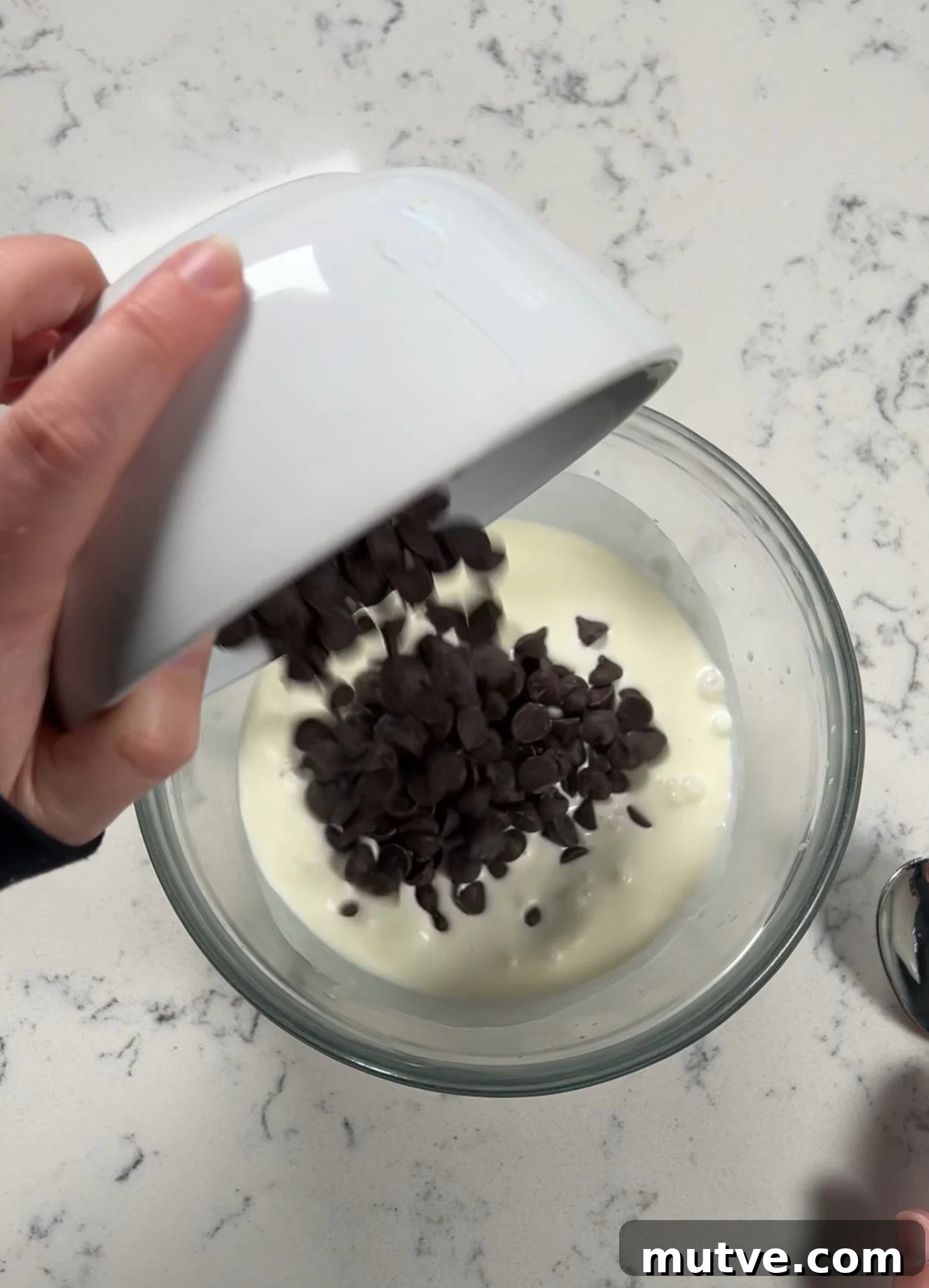 Making a chocolate ganache.