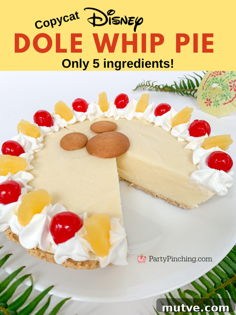 Disney Dole Whip Pie, best easy authentic classic original Dole Whip Disney recipe, 5 ingredient no bake pie, freezer pie, best pineapple pie, easy no bake pineapple pie, easy summer best tropical pineapple Disney pie no bake, Mickey Mouse dessert pie, best Disney dessert, homemade dole whip recipe