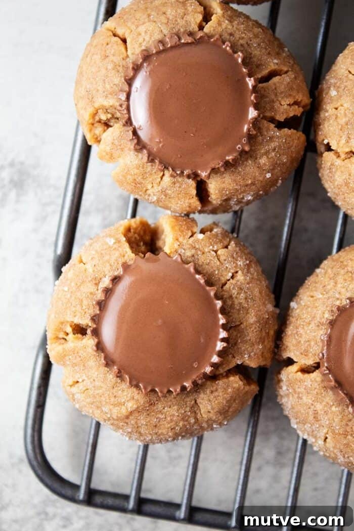 keto Reese's style peanut butter cup cookies on wire rack