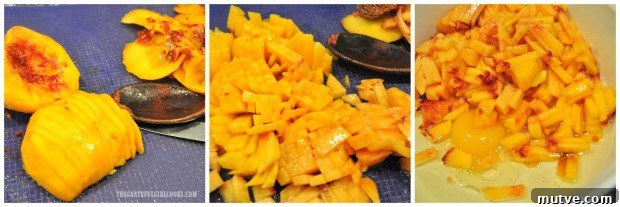 Peach Jam Muffins - The Grateful Girl Cooks! Fresh peaches are peeled, then diced and added to egg, for muffins.
