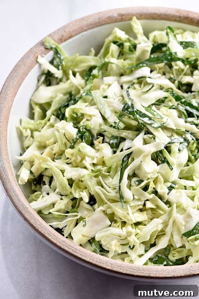 Cabbage and Collard Coleslaw Recipe - plated coleslaw