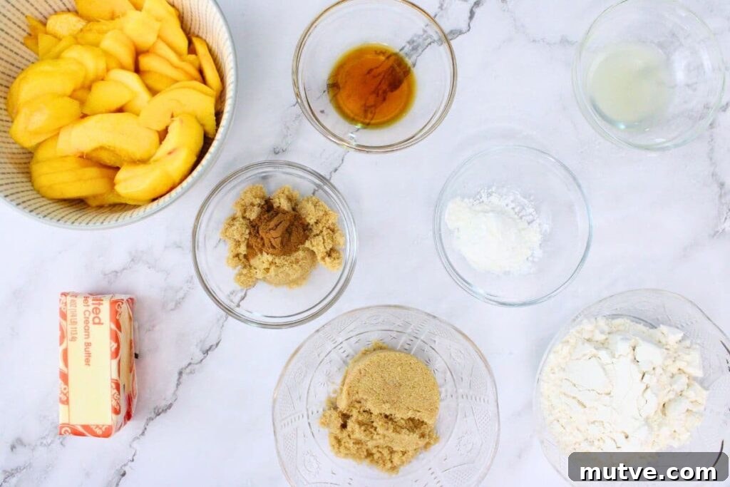 Quick Microwave Peach Crumble Recipe 4 ingredients to make peach crumble in the microwave
