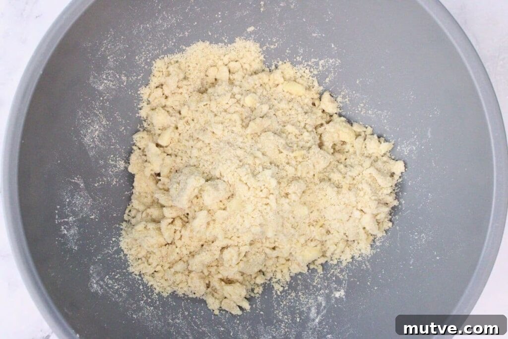 Quick Microwave Peach Crumble Recipe 6 combine flour, brown sugar, and butter in a bowl and mix until clumps form