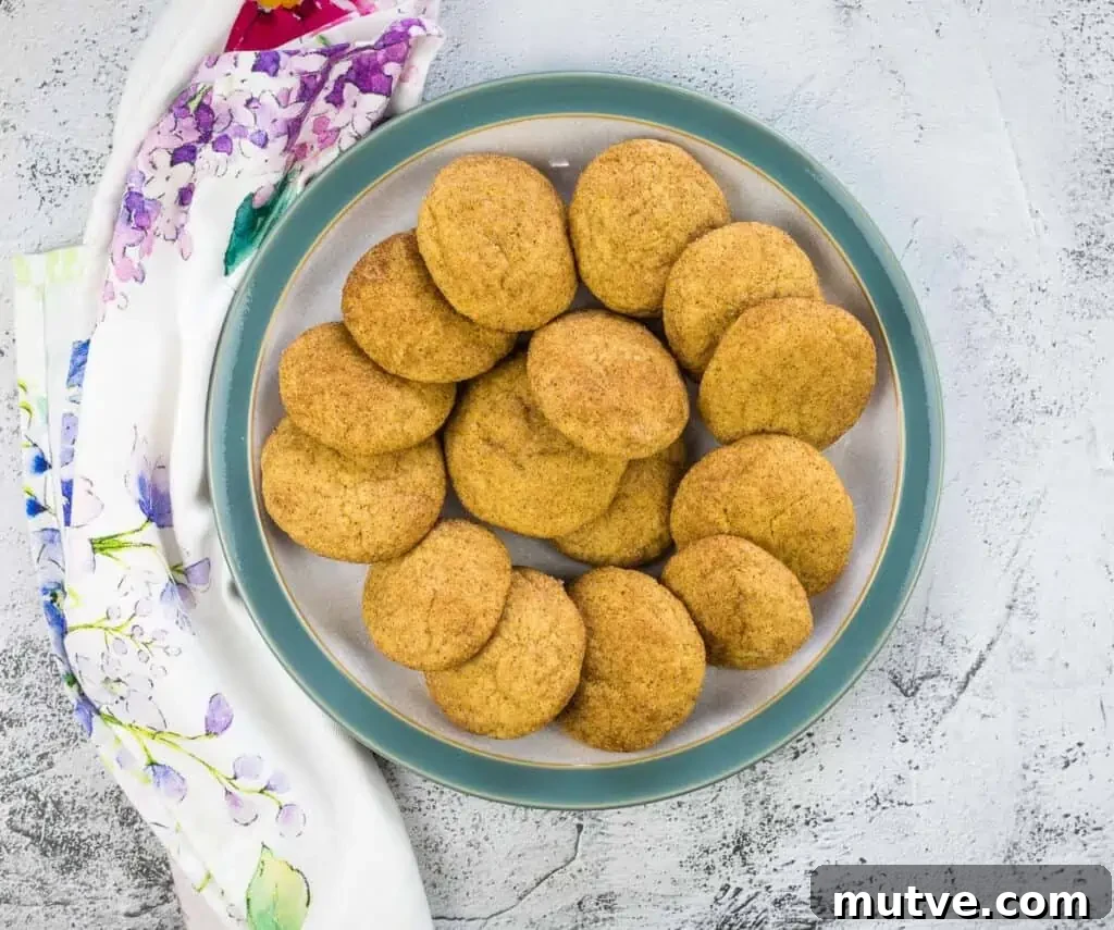 29 Halloween Treats That Beat Your Trick-or-Treat Candy 2 Pumpkin Snickerdoodles on a circle grey and blue plate.
