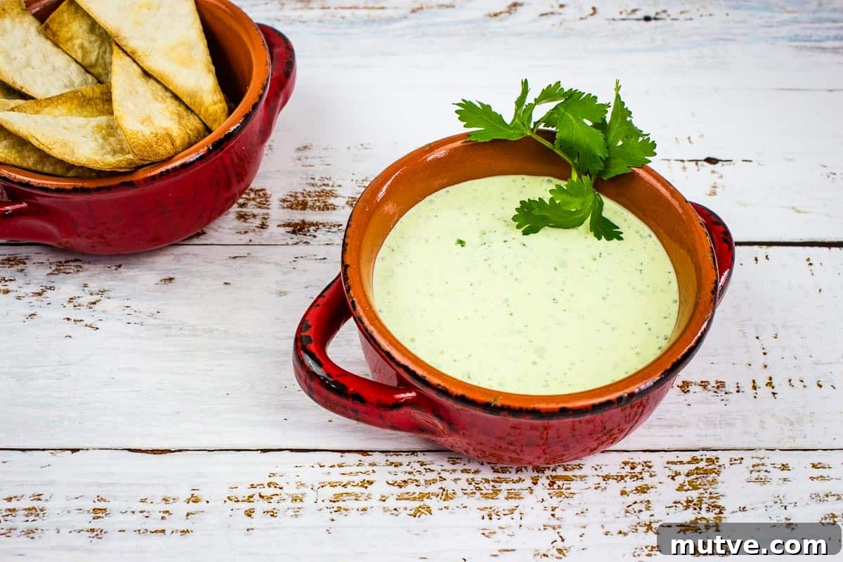 29 Halloween Treats That Beat Your Trick-or-Treat Candy 29 Creamy Jalapeno Dip in a bowl with chip nearby.