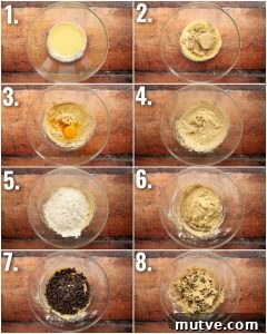 8 step by step photos showing how to make chocolate chip cookies