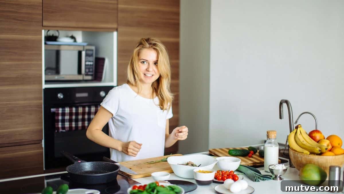 woman in kitchen cooking
