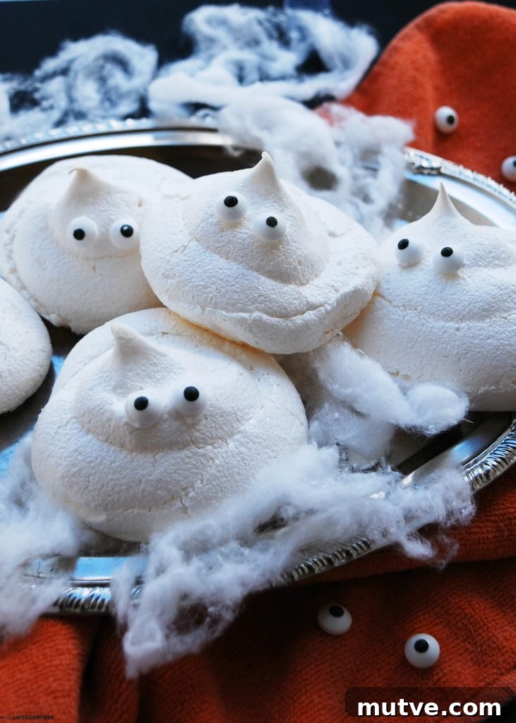 Halloween Vegan Ghost Meringues Recipe (Egg-Free Aquafaba) 2 Egg-free Ghost Meringues Recipe by AllergyAwesomeness.com