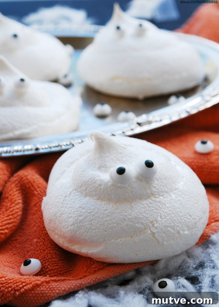 Halloween Vegan Ghost Meringues Recipe (Egg-Free Aquafaba) 3 Allergy-friendly Meringues