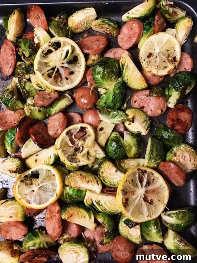 Sheet Pan Sausage and Roasted Brussels Sprouts 5 sausage and brussels sprouts sheet pan baked