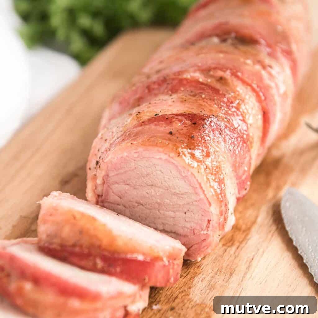 15 Delicious Sides to Serve with Brussels Sprouts 4 bacon wrapped pork tenderloin on cutting board cut into medallions
