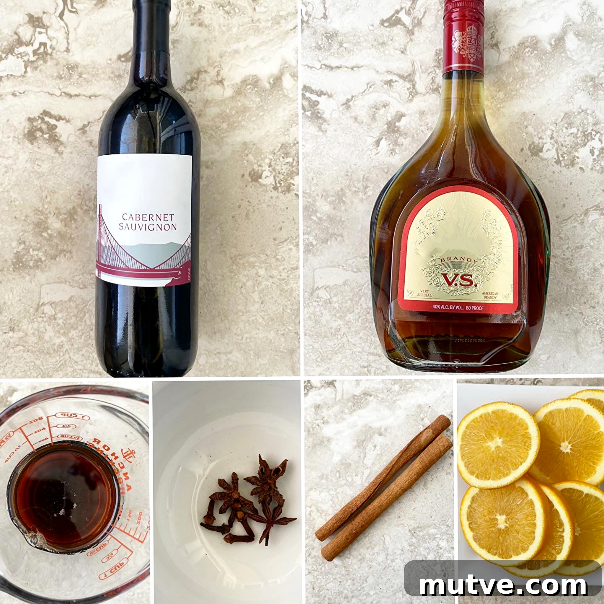 Slow Cooker Mulled Wine Recipe: Crockpot Spiced Wine 3 collage of ingredients for slow cooker mulled wine