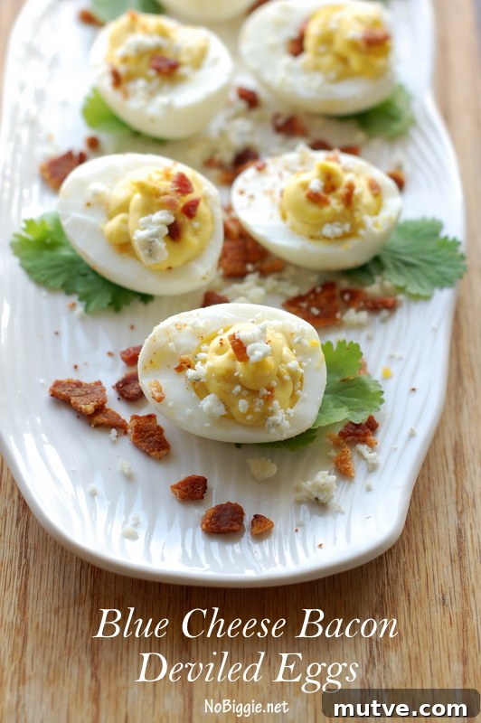 25+ Deviled Egg Recipes for Parties, Holidays and Potlucks 2 blue cheese & bacon deviled eggs | NoBiggie.net