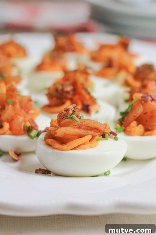 25+ Deviled Egg Recipes for Parties, Holidays and Potlucks 22 Kimchi Deviled Eggs | 25+ Deviled Egg Recipes