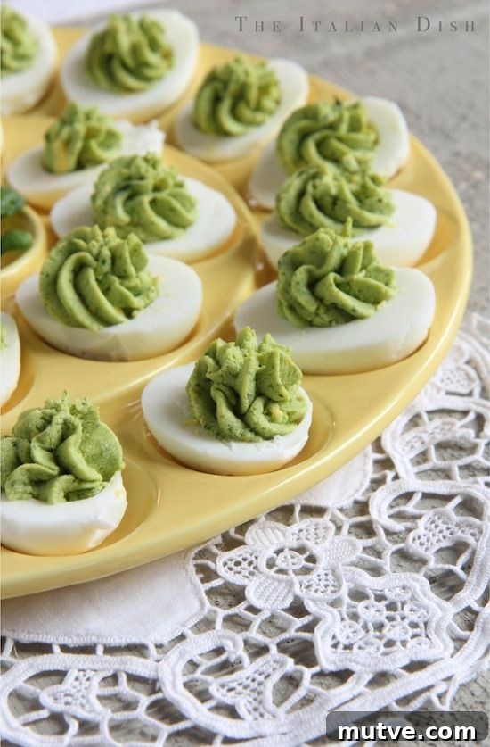 25+ Deviled Egg Recipes for Parties, Holidays and Potlucks 6 Pesto Stuffed Eggs| 25+ Deviled Egg Recipes