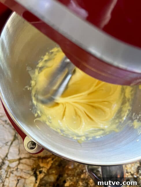 Tishpishti Honey Almond Cake with Citrus Syrup 12 Egg yolks and sugar in process of being mixed in stand mixer.