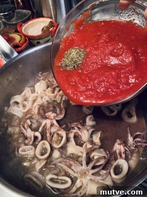Calamari, Potato and Peas-In Process