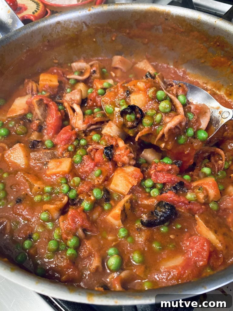 Calamari, Potato and Peas-Finished in Pan