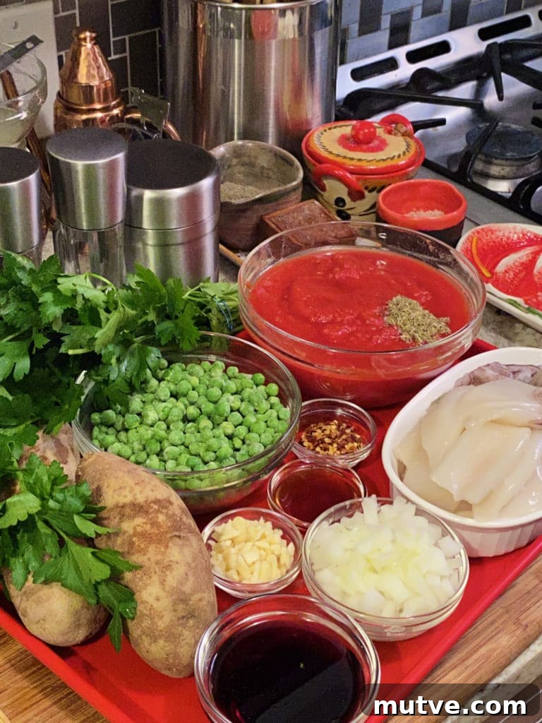 Calamari, Potato and Peas-Ingredients