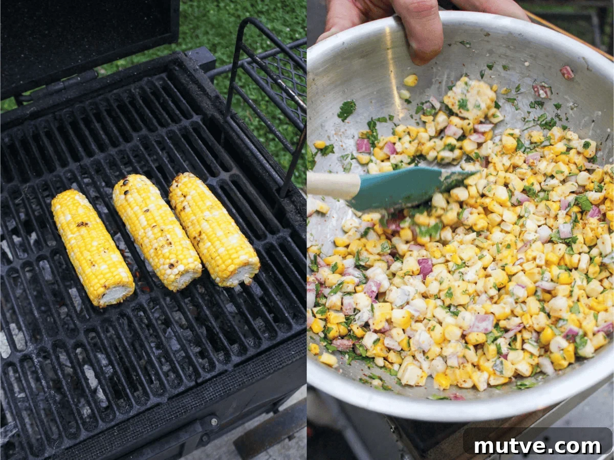 Grilled Steak Tacos with Mexican Street Corn and Cotija 7 The Elote is prepared on the grill.
