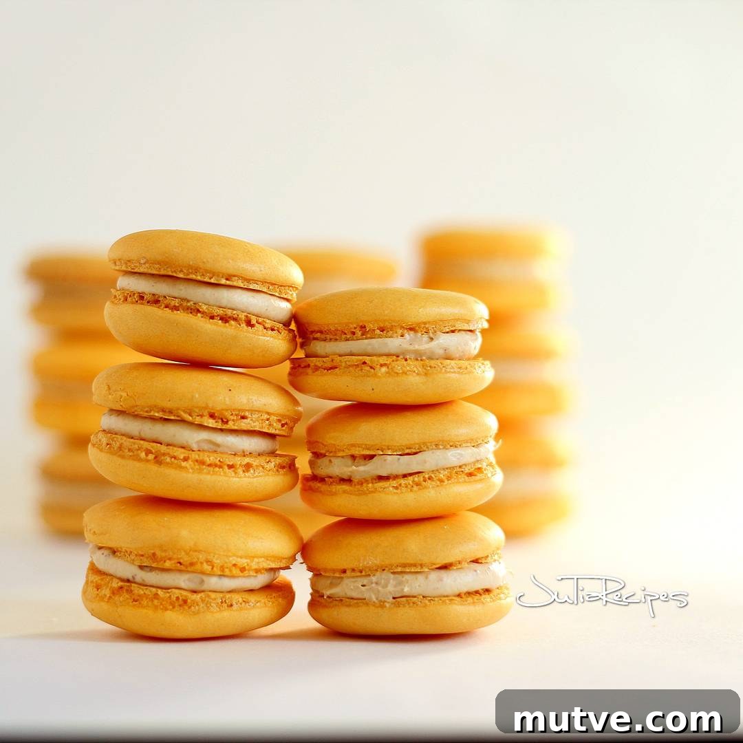 yellow macarons filled with mango cream