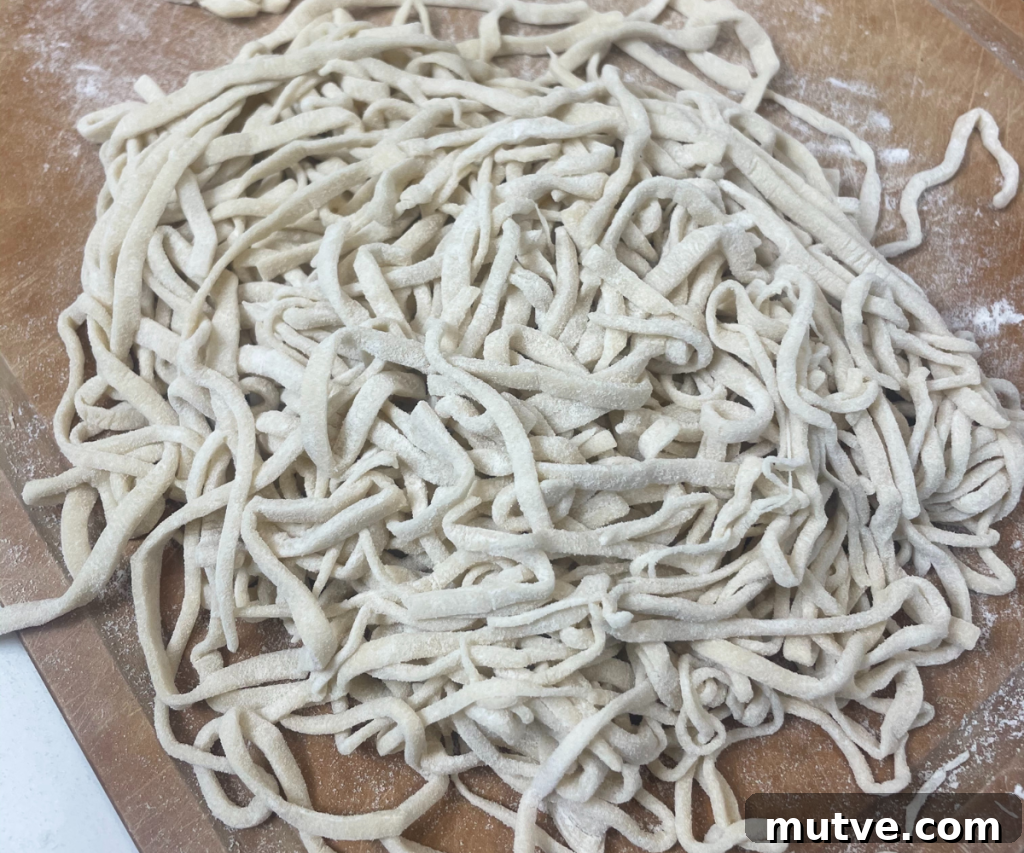 Rolled homemade noodles