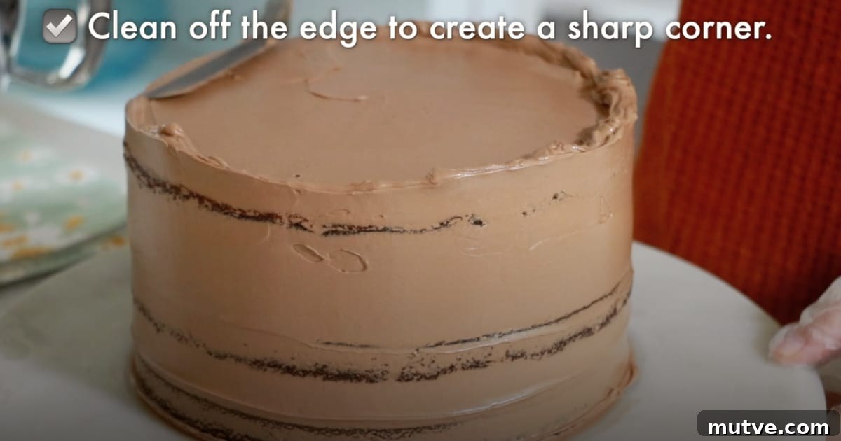 How to Frost a Cake: Step-by-Step for Smooth Icing 12 cleaning off the edge to create a sharp edge
