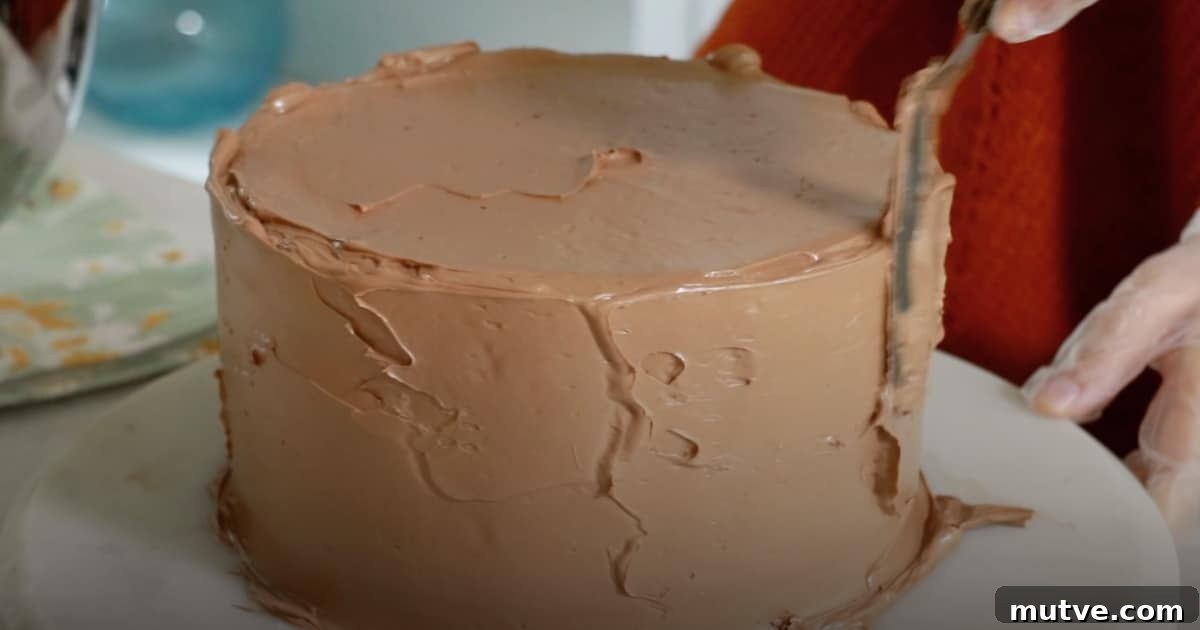 How to Frost a Cake: Step-by-Step for Smooth Icing 14 coating buttercream on a side as for final coat