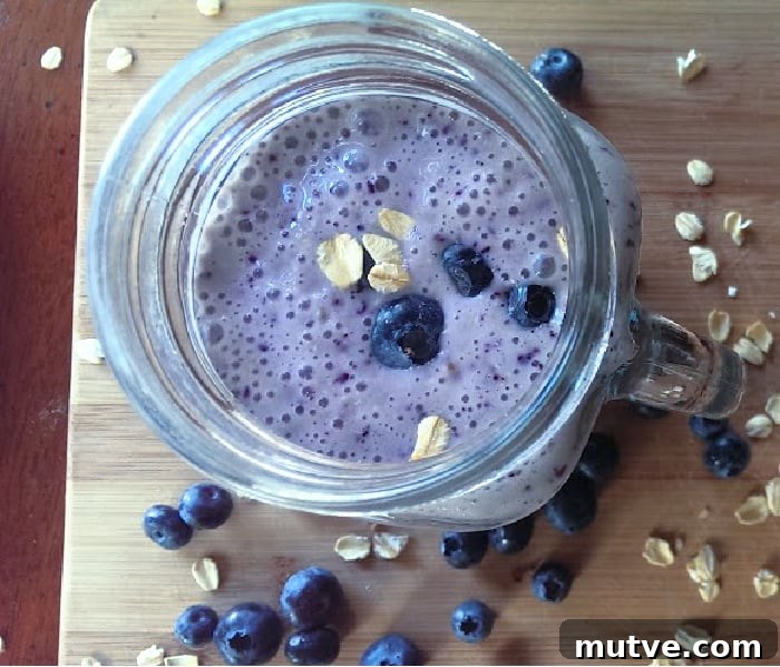Blueberry Oatmeal Protein Smoothie (Greek Yogurt)