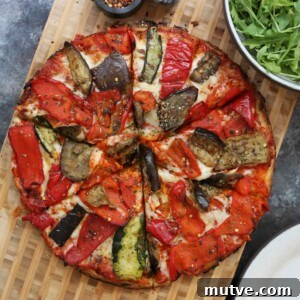 Copycat Trader Joe's Grilled Vegetable Flatbread Recipe 3 Close up of a grilled vegetable flatbread