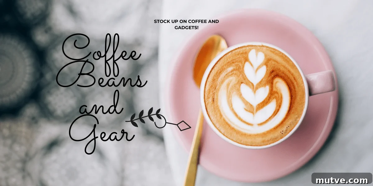 Coffee beans and gear