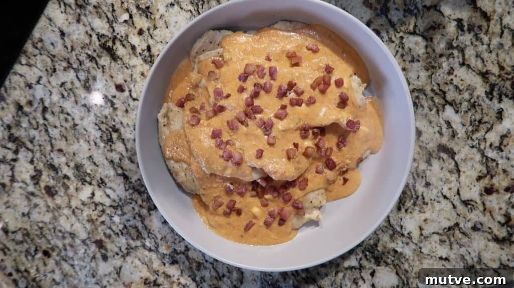 Creamy Instant Pot Chicken Baconara Pasta 28 Topping the chicken with pancetta.